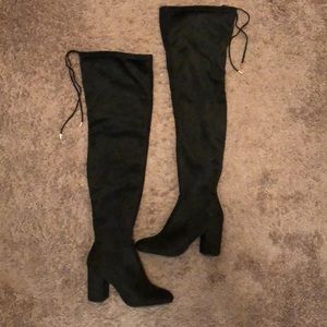 Black OTK heeled boots